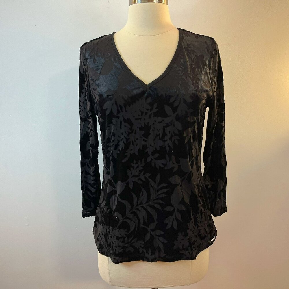 Calvin Klein Suit Women's Velour 3/4 Sleeve Top - Size Small - NWT $89